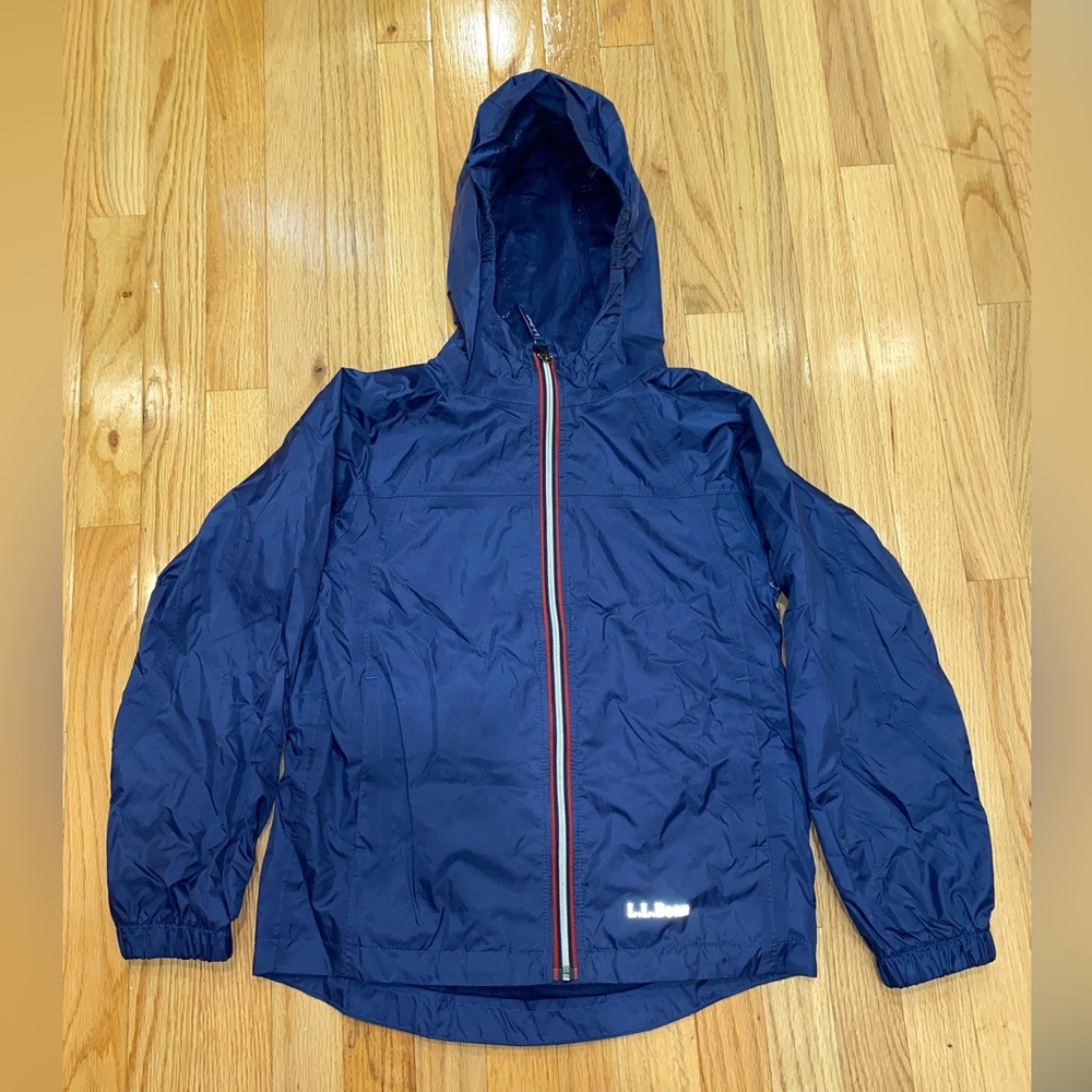 Boy's LL BEAN Size 10 Navy Blue Full-Zip Windbreaker Nylon Jacket ID: 23…